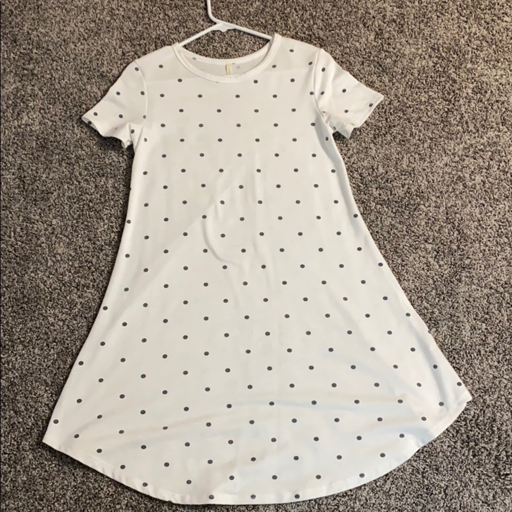 White polka dot T-shirt dress